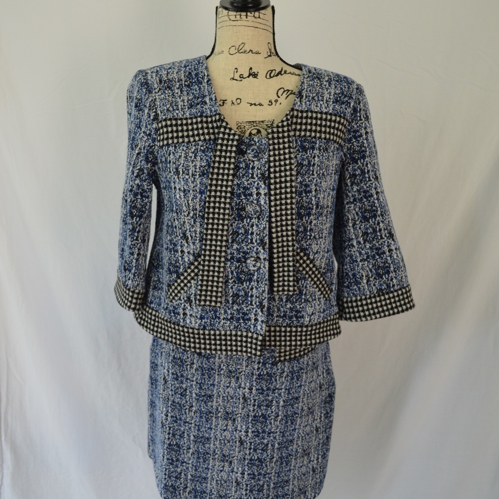 Cabi S Club 21 Blazer Blue Black VGUC Tweed
